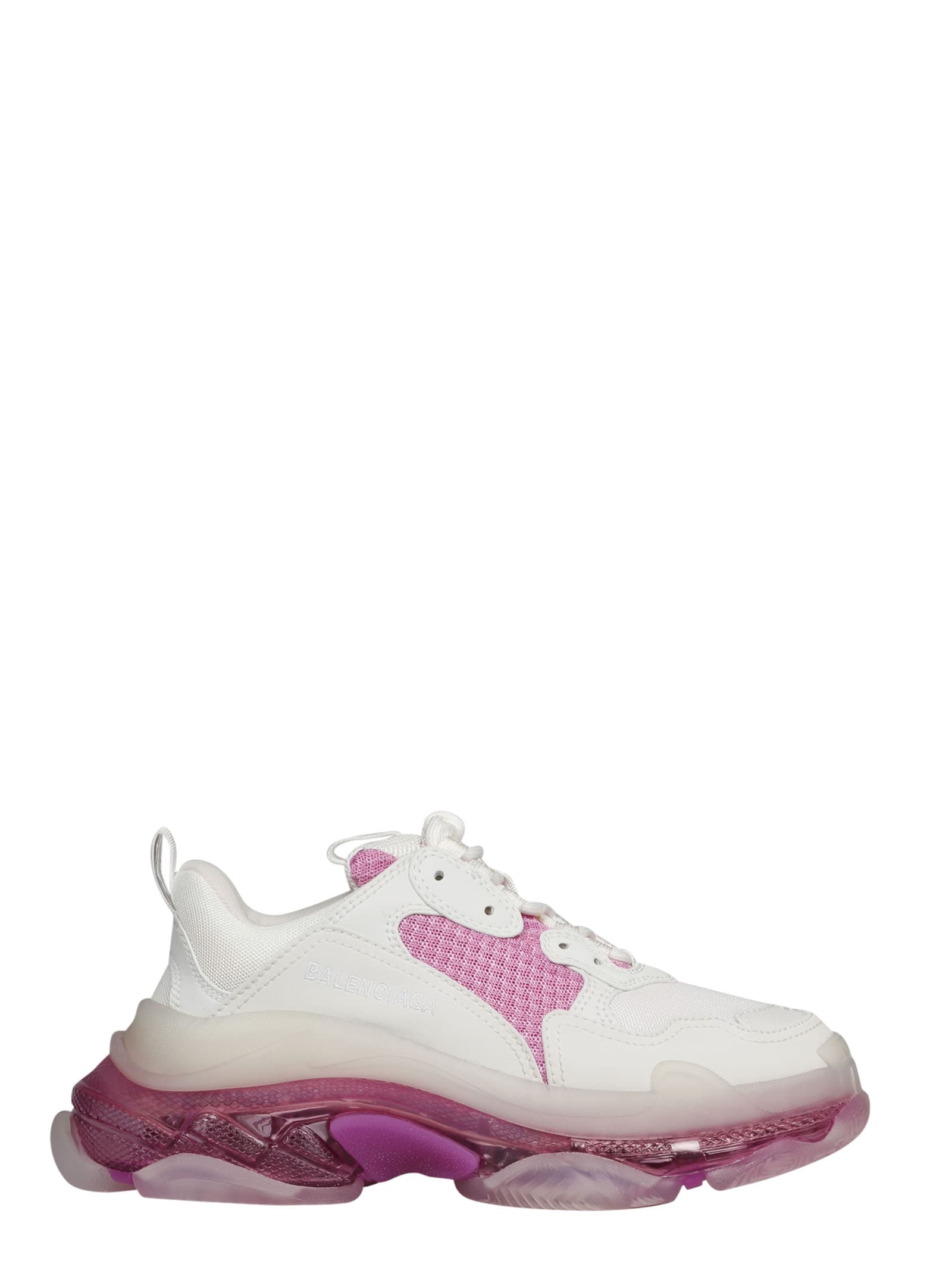 BALENCIAGA WHITE AND PINK TRIPLE S CLEAR SOLE,11295256