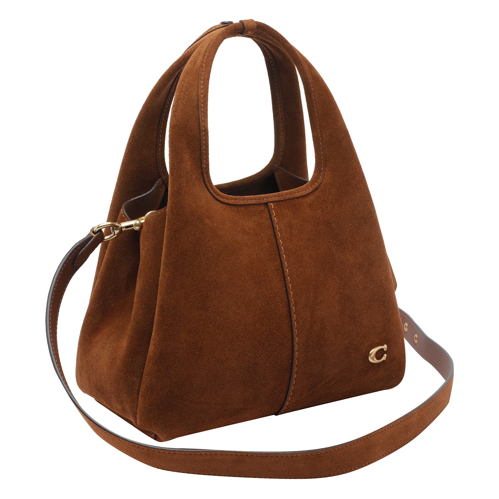 Coach Lana 23 Warm Brown Suede Shoulder Bag In Brown