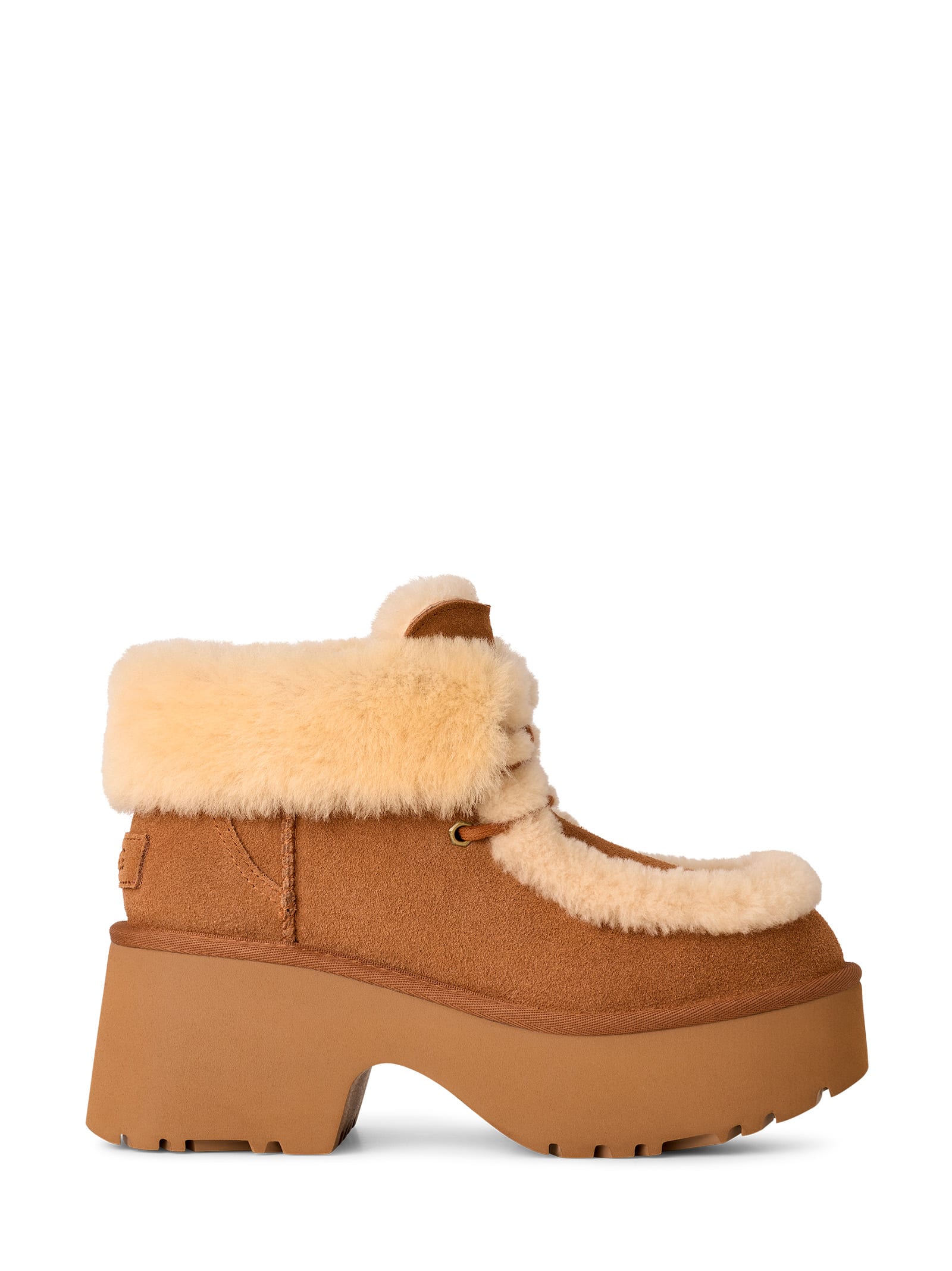 Ugg Platform Boots In Suede With Shearling Beige In Brown