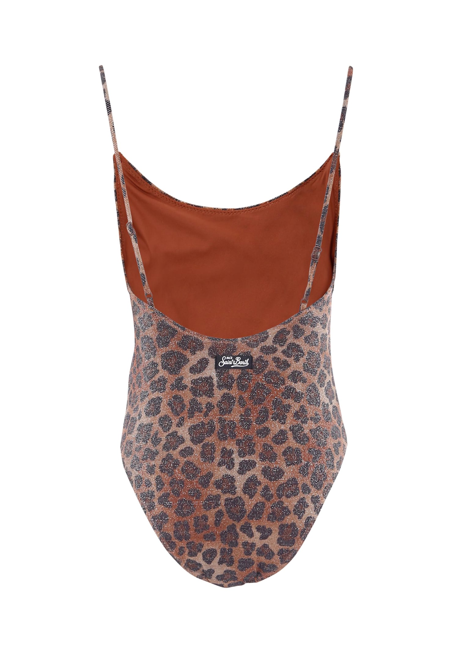 Mc2 Saint Barth Brown Swimsuit For Girl With Animalier Print In Brown
