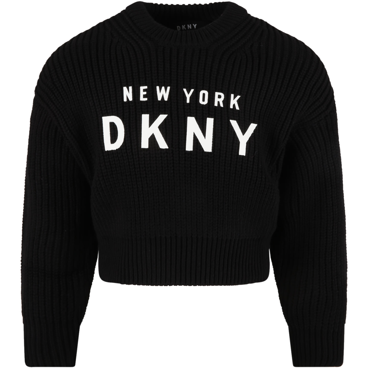 DKNY Black Sweater For Kids With White Logo