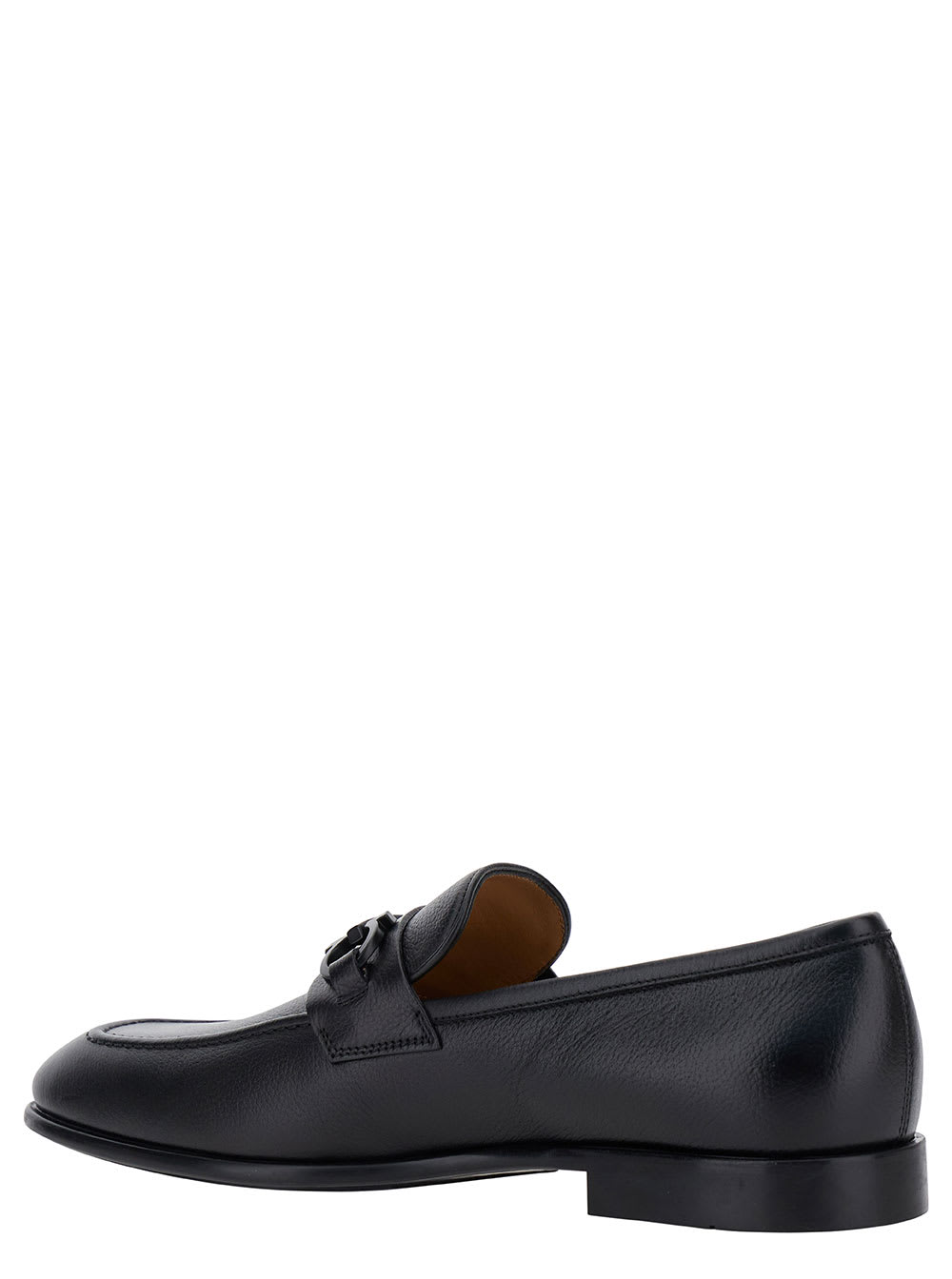 Shop Ferragamo Black Loafers With Gancini Detail In Leather Man