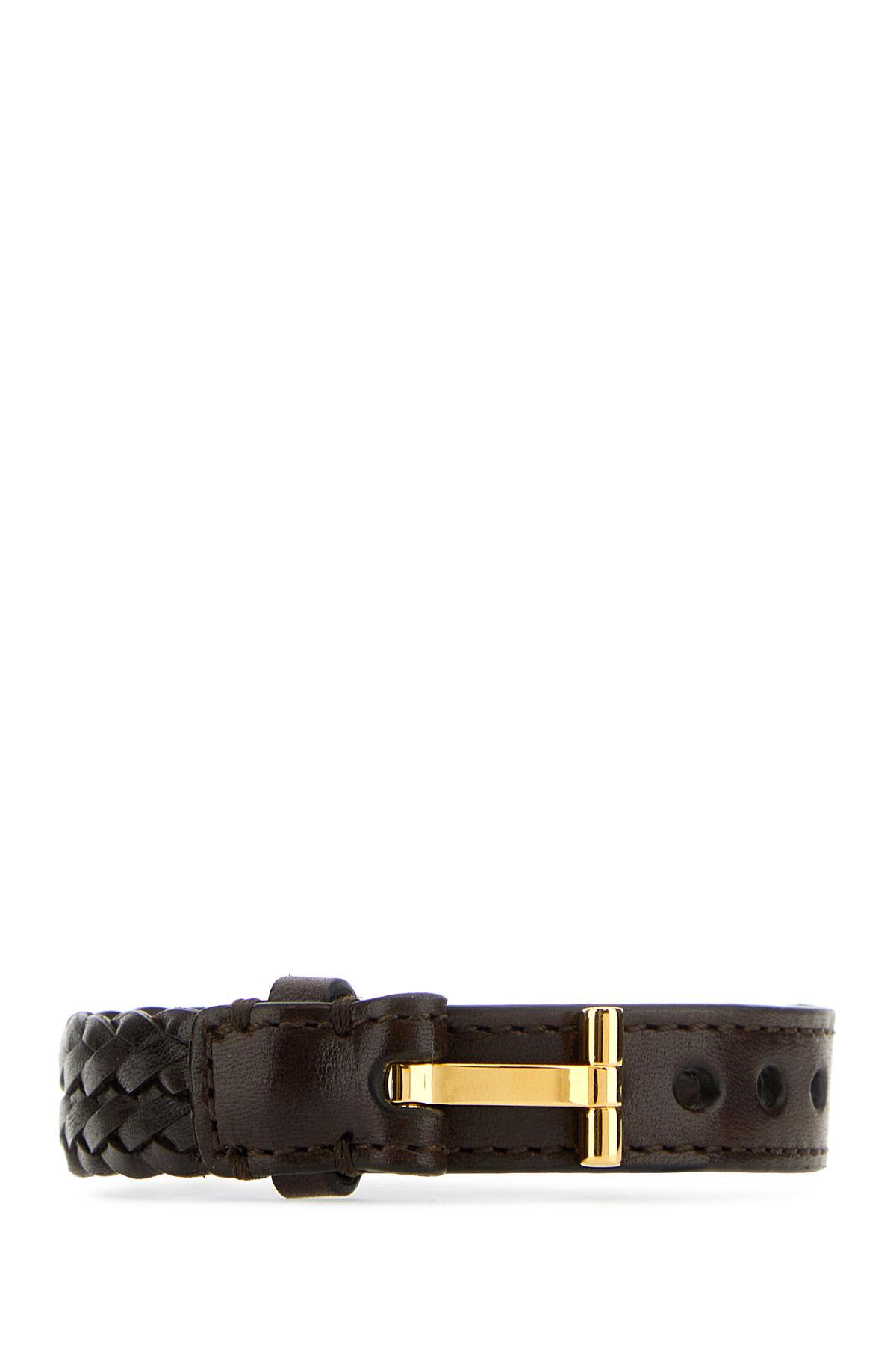 Shop Tom Ford Dark Brown Leather Bracelet