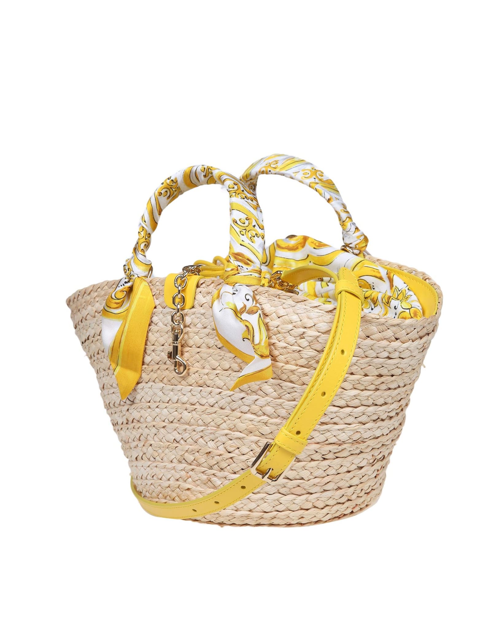 Shop Dolce & Gabbana Kendra Hand Bag In Yellow Straw