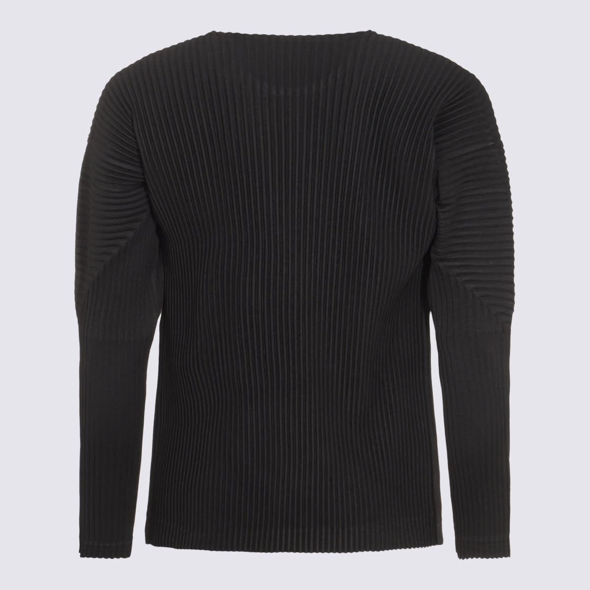 Issey Miyake Ns Black Pleated Long Sleeves Regular-fit Knitted T-shirt In Black