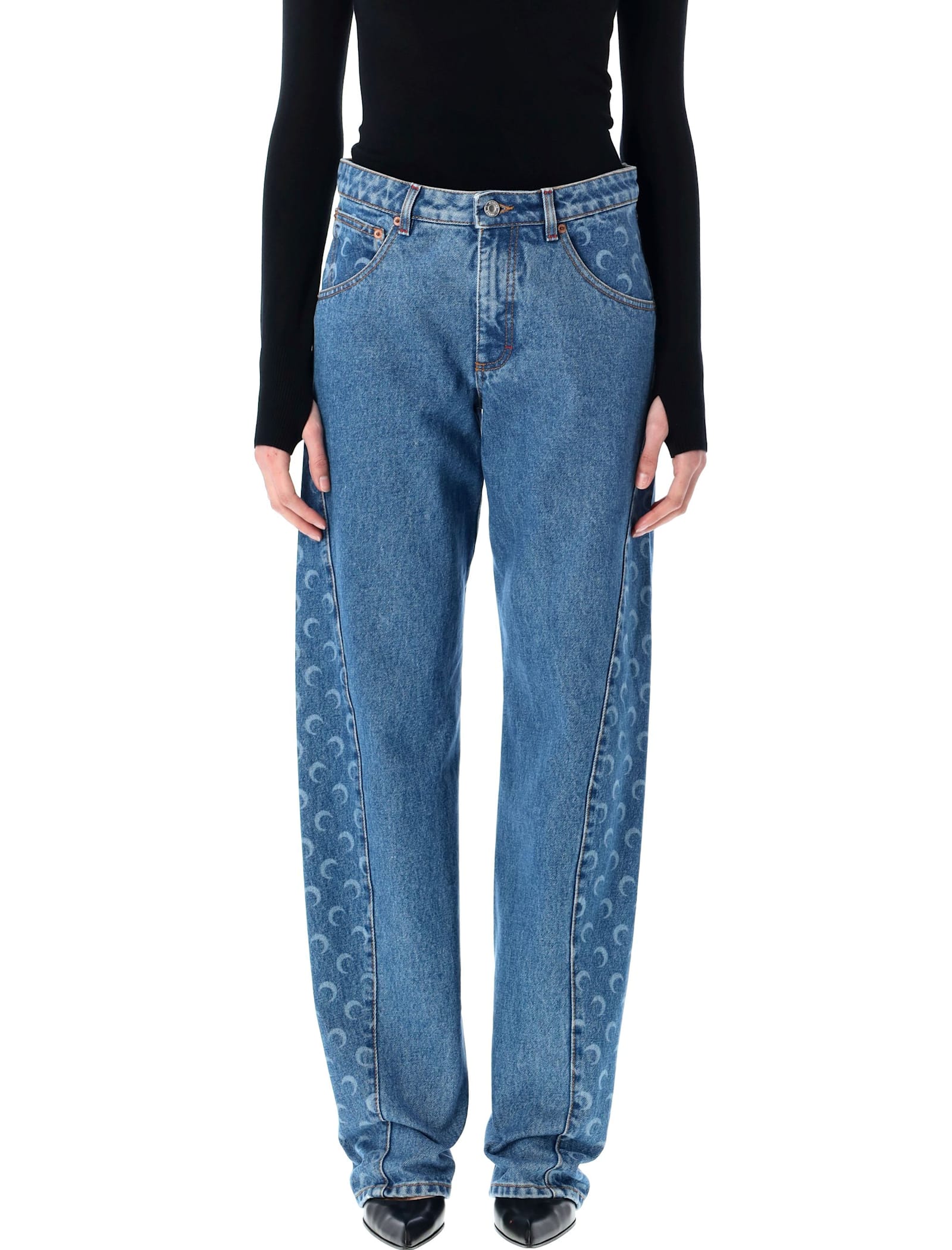 Moon Laser Denim Curved Jeans