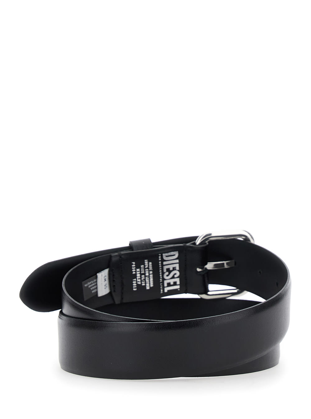 Diesel Black Belt With 1dr Buckle In Leather Man In Animal Print
