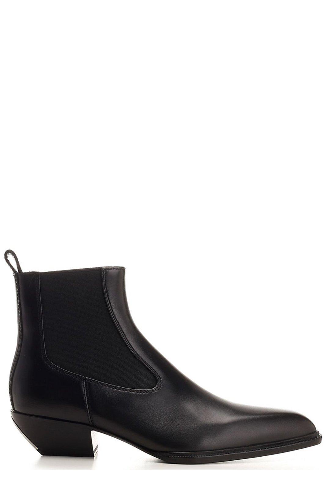 Slick Pointed Toe Ankle Boots