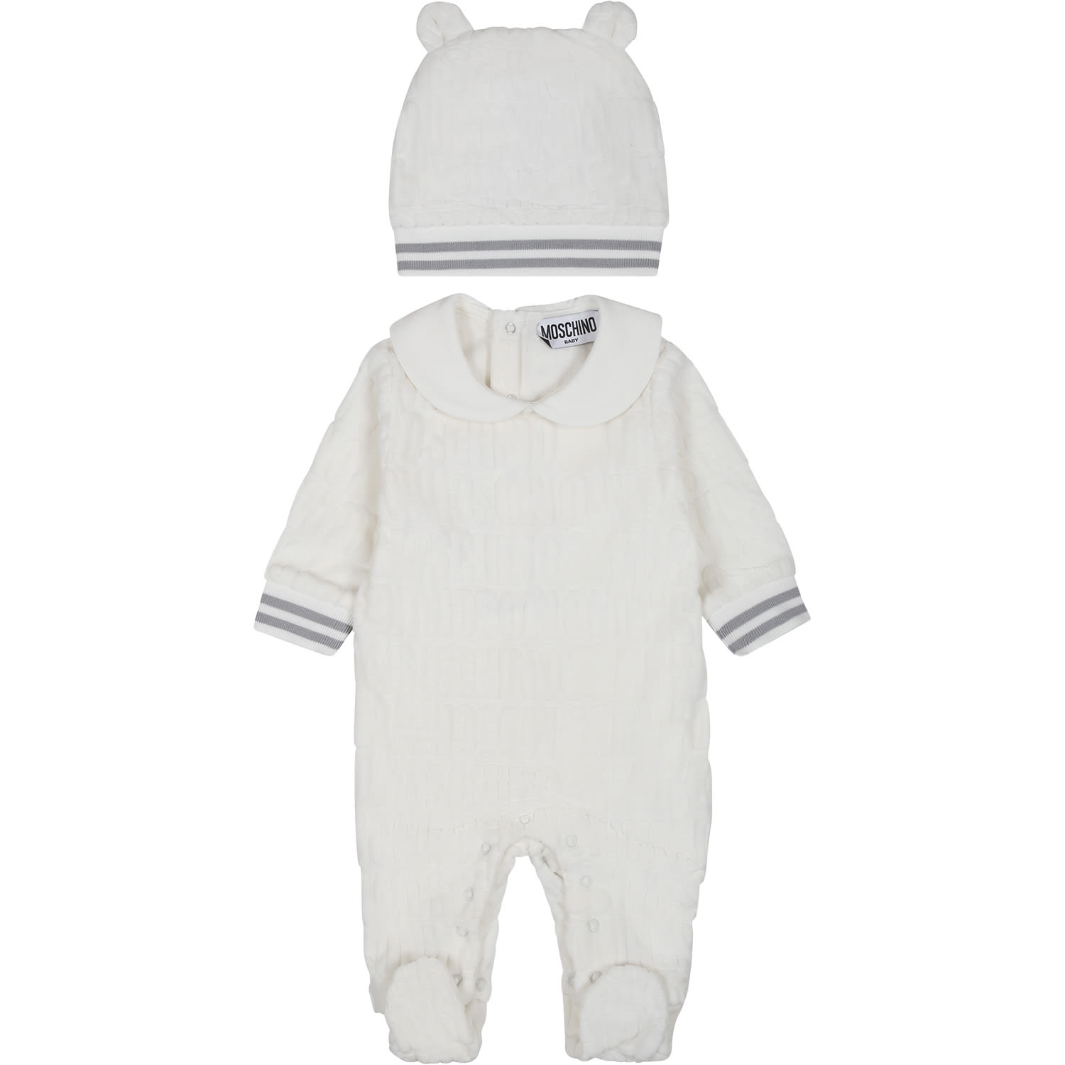Moschino White Suit For Babykids With Teddy Bear