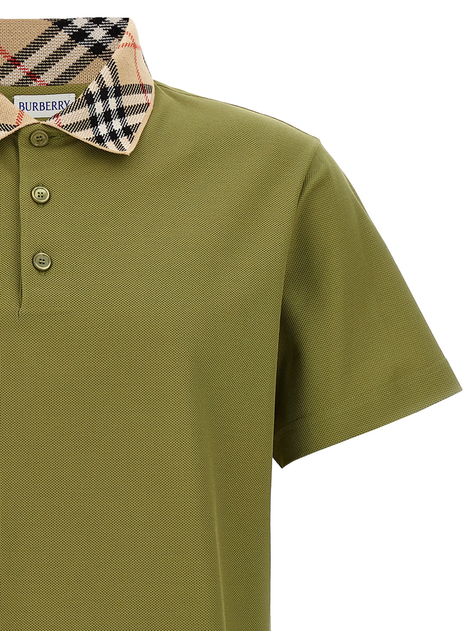Burberry Organic Cotton Blend Polo Shirt In Green