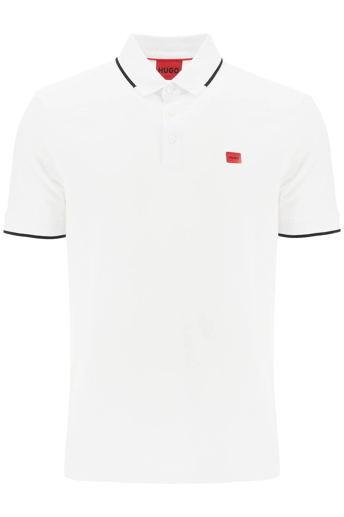 Hugo Boss Deresino232 Mens Tipped Polo Shirt With Logo Label In White