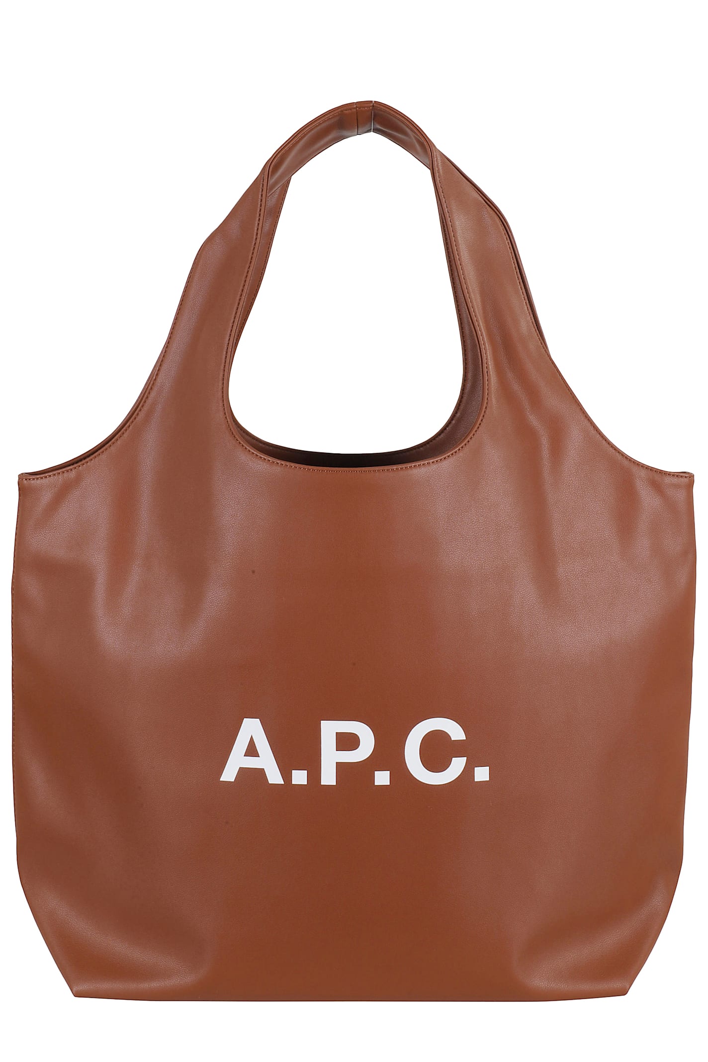 Apc A.p.c. Ninon Brown Tote With Bold Front Lettering In Brown
