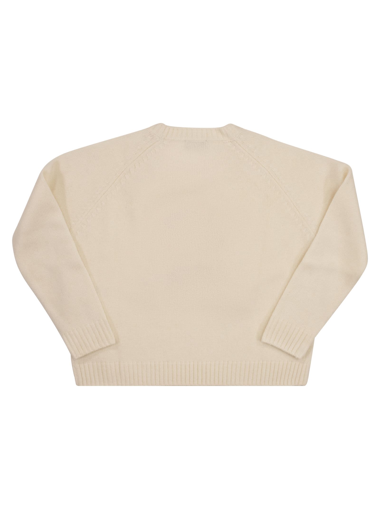 Shop Il Gufo Wool Sweater With Girls Embroidery In Milk