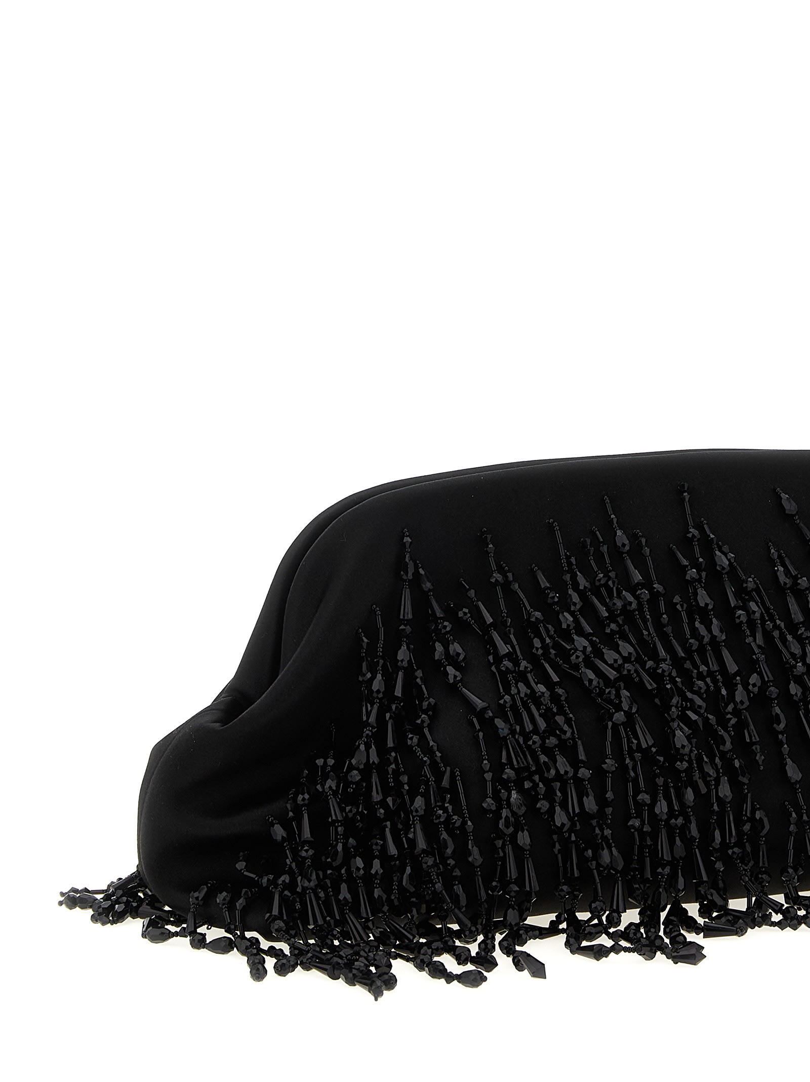 Alberta Ferretti Satin Clutch In Black