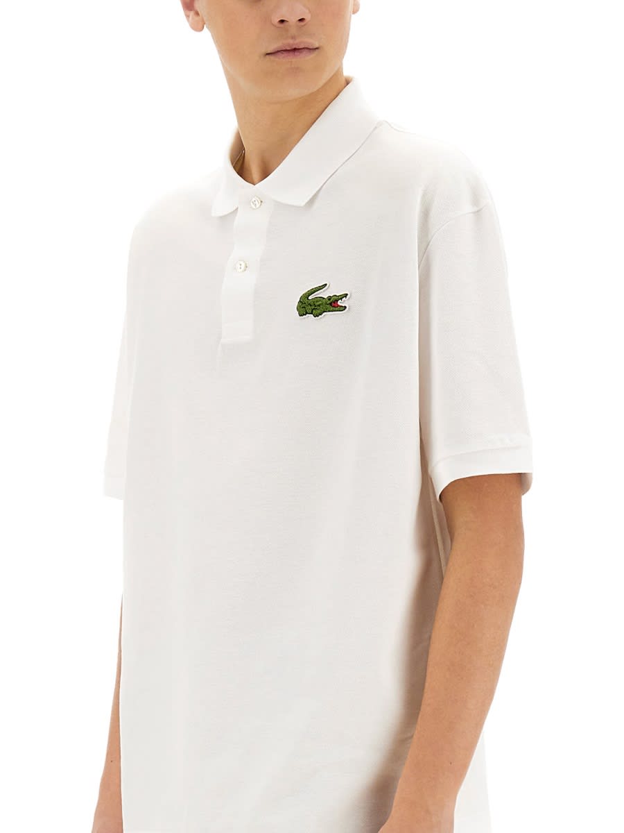 Lacoste Loose Fit Pique Polo Shirt In White