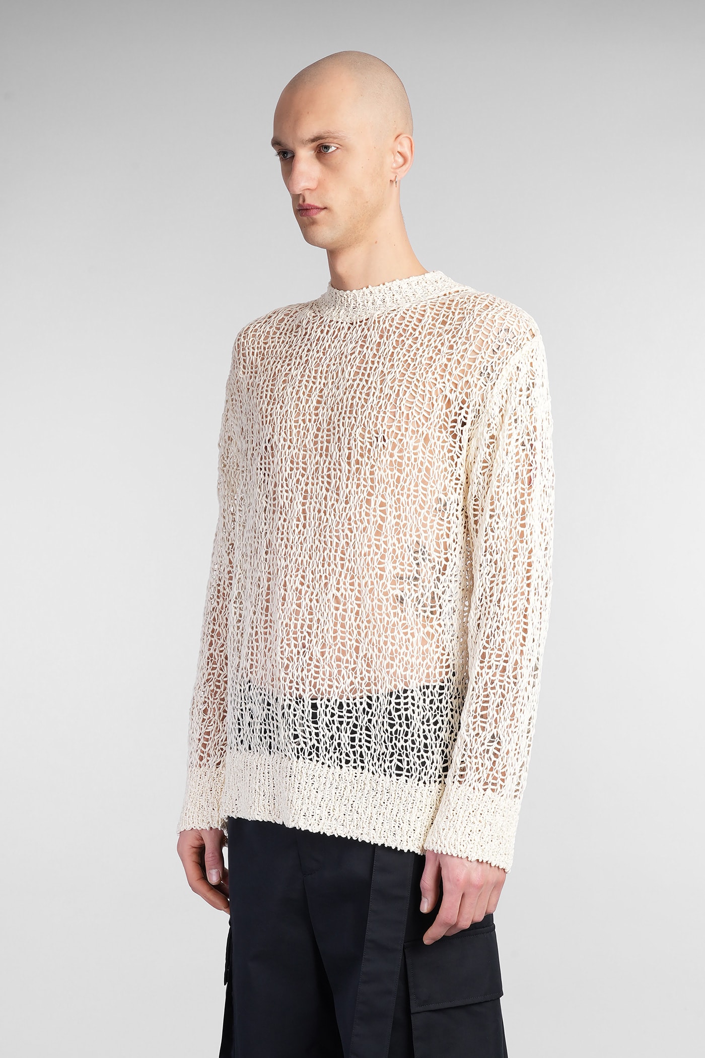 Jil Sander Cn Ls Jumper Knitwear In Beige Cotton In Beige