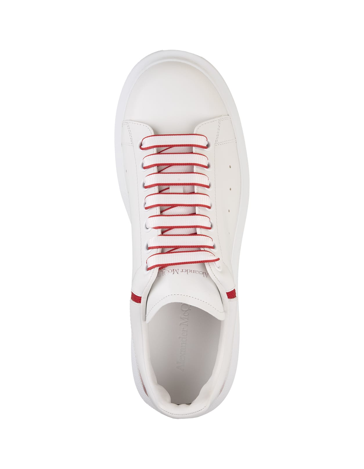 Shop Alexander Mcqueen White Oversized Sneakers With Red Insert On Heel