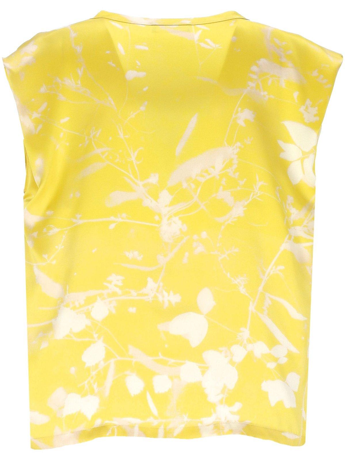 FABIANA FILIPPI GRAPHIC PRINTED SLEEVELESS SATIN TOP