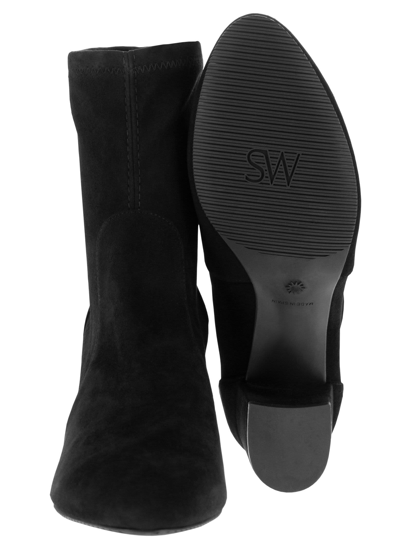 Stuart Weitzman Yuliana 60 Suede Leather Ankle Boot In Black