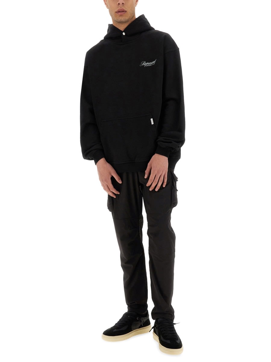 Represent Black Hoodie With Logo Lettering Detail On The Front And Maxi Logo Print On The Rear In Cotton Man In Black