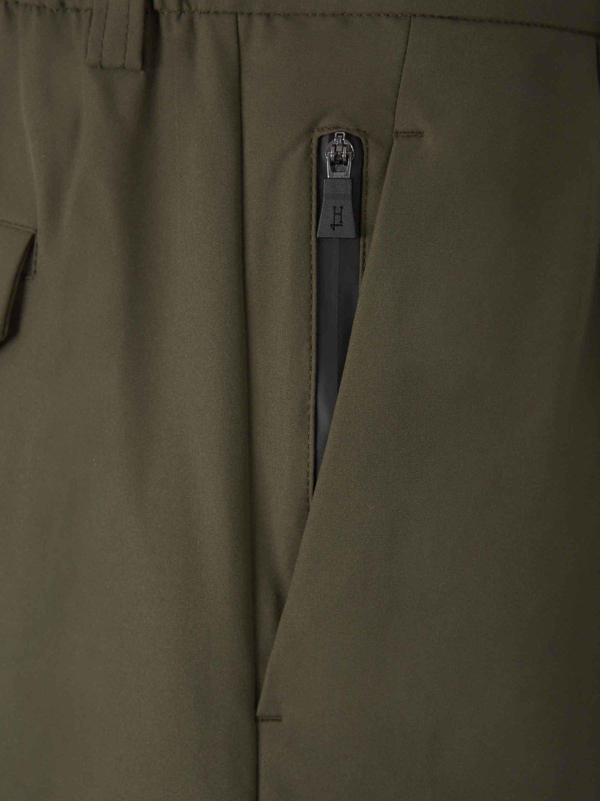 Herno Cargo Buttoned Trousers In Green