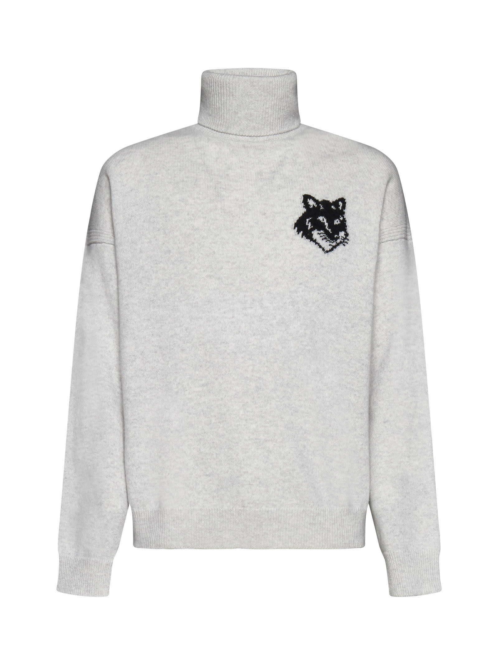 Shop Maison Kitsuné Sweater In Light Grey Melange