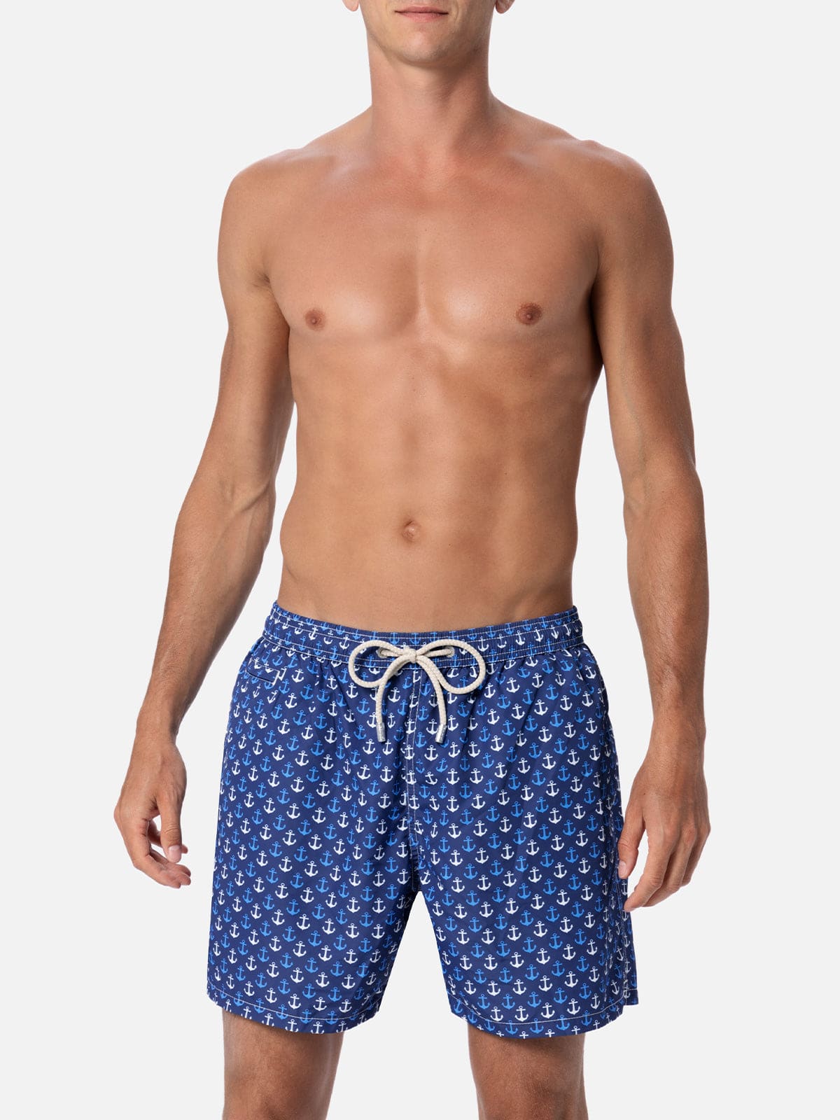 MC2 SAINT BARTH MAN LIGHTWEIGHT FABRIC SWIM-SHORTS LIGHTING MICRO FANTASY WITH ANCHOR PRINT