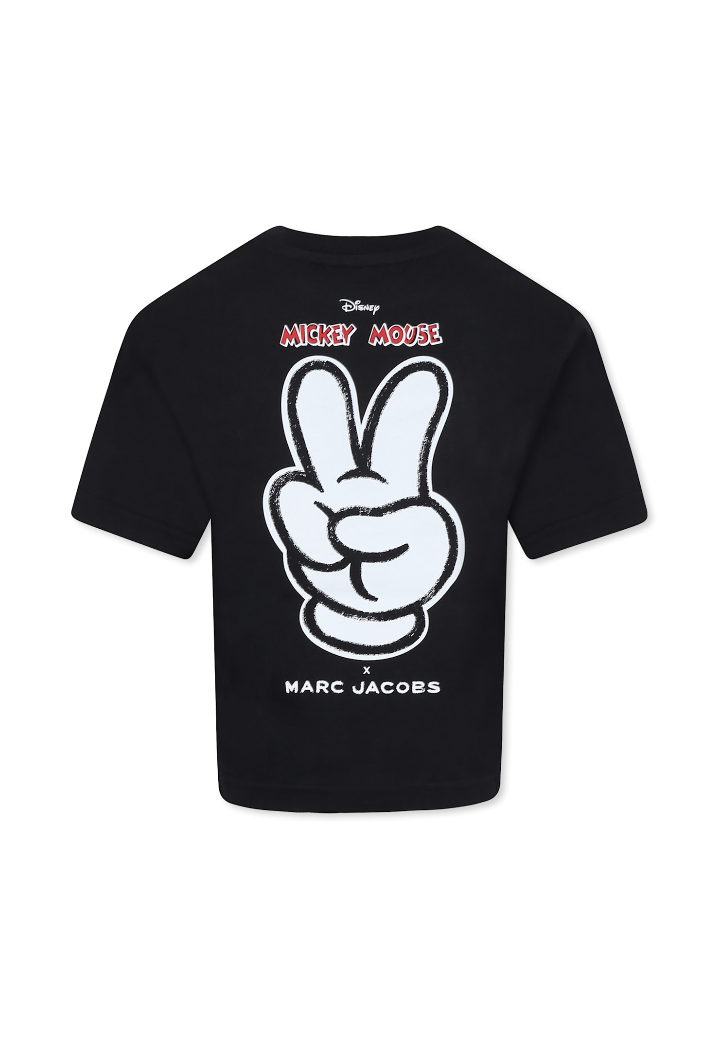 Marc Jacobs Black T-shirt With Mickey Mouse Print On Front And Back In Cotton Boy In Black