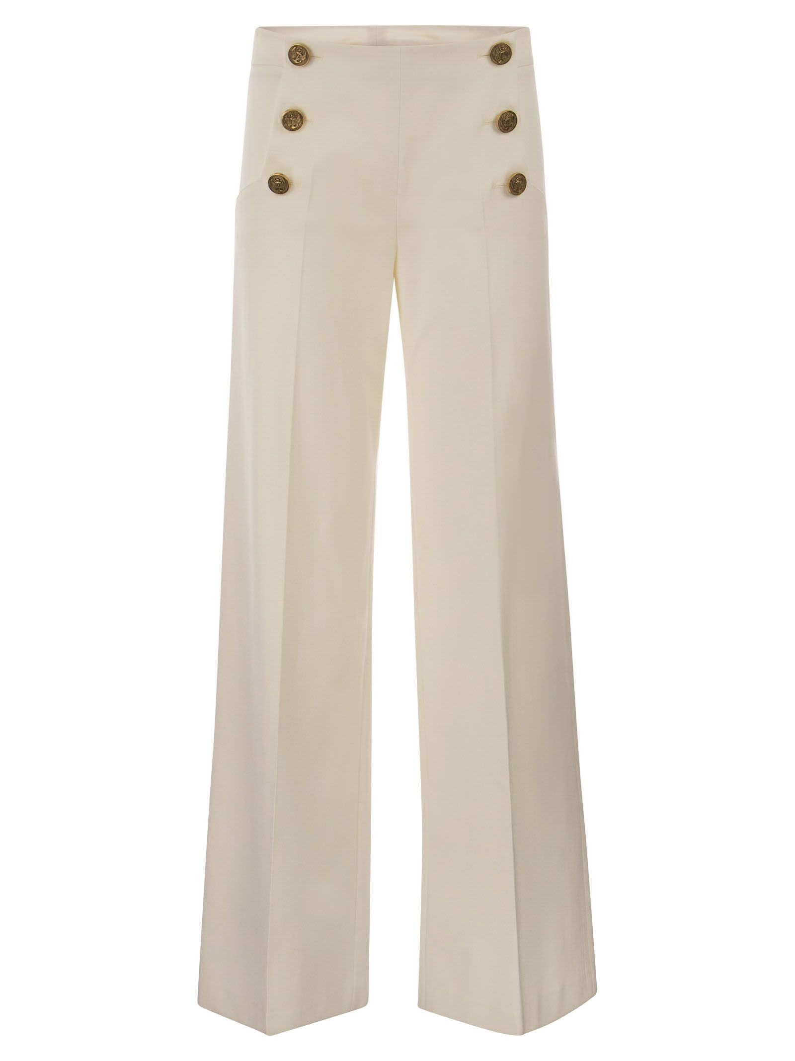 RED VALENTINO WIDE-LEG TROUSERS WITH MARINIÈRE BUTTONS