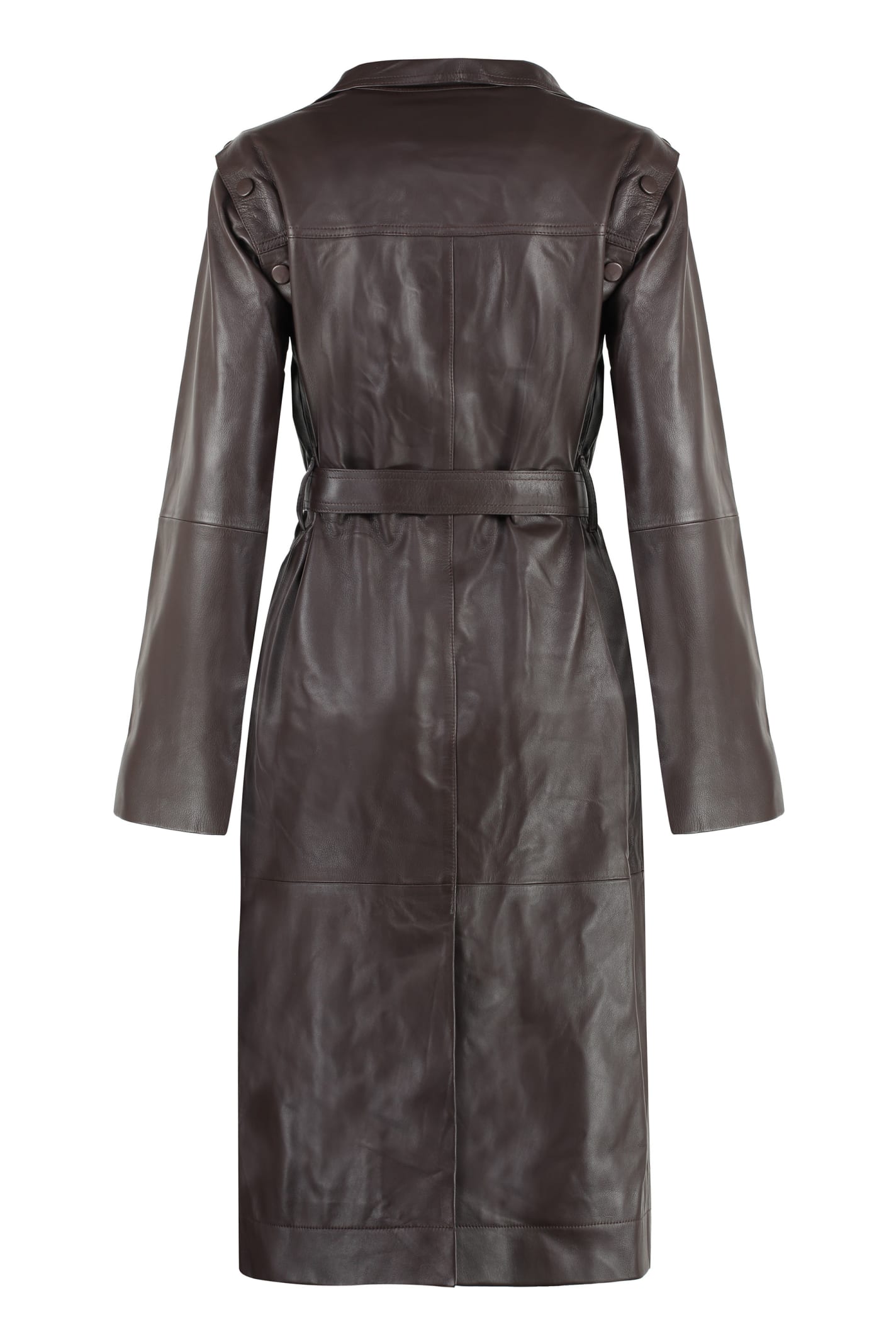 Yves Salomon Long Lambskin Jacket In Brown