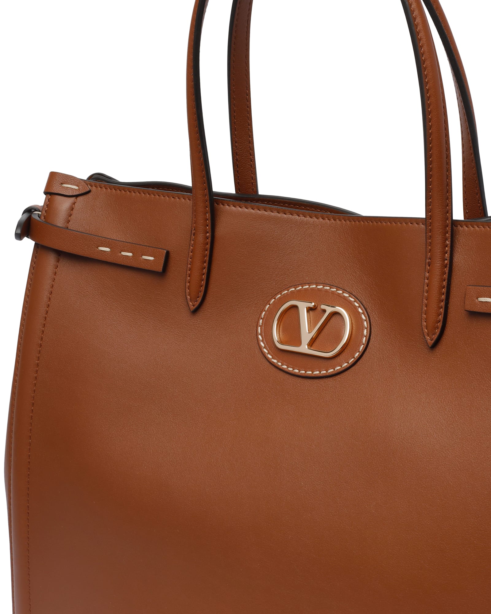 Valentino Medium Antibes Shopping Bag Leather Model In Brown