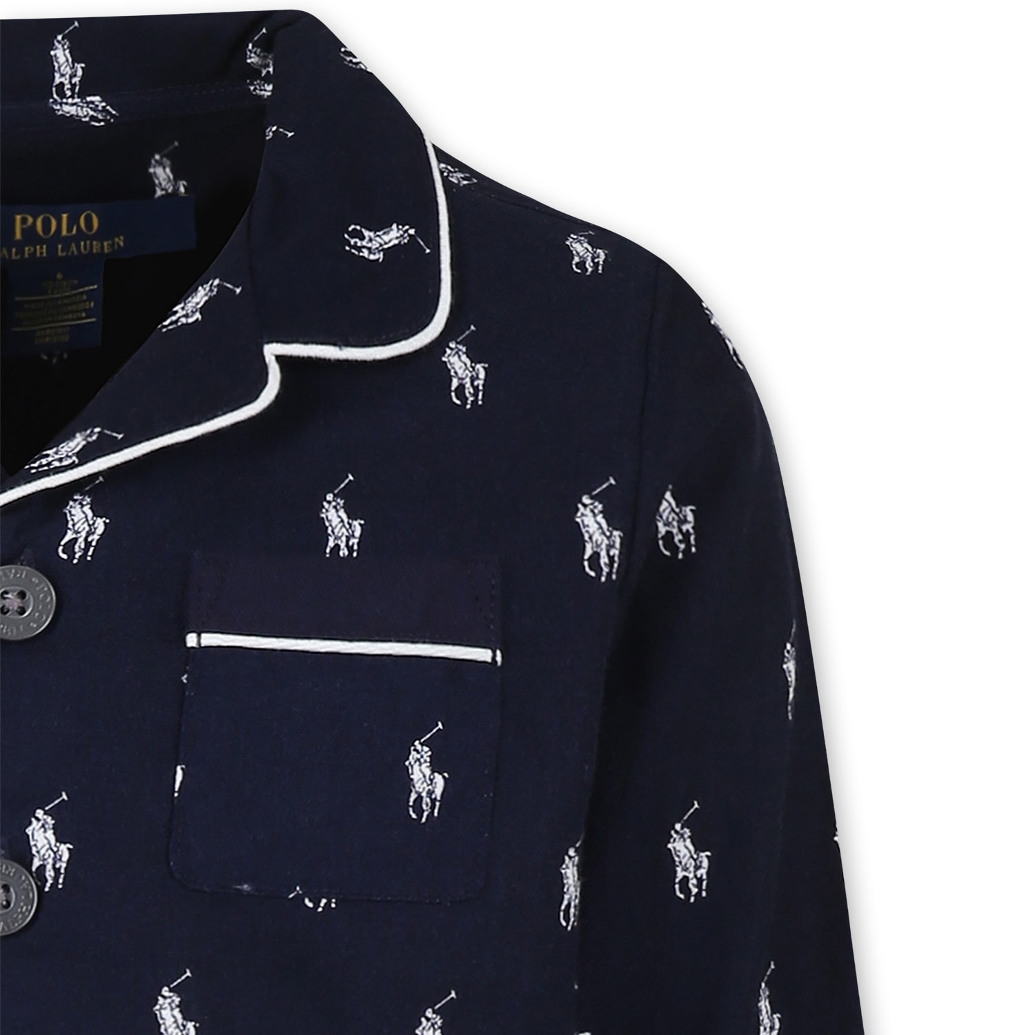 Polo Ralph Lauren Blue Pyjamas For Girl With Horse In Blue
