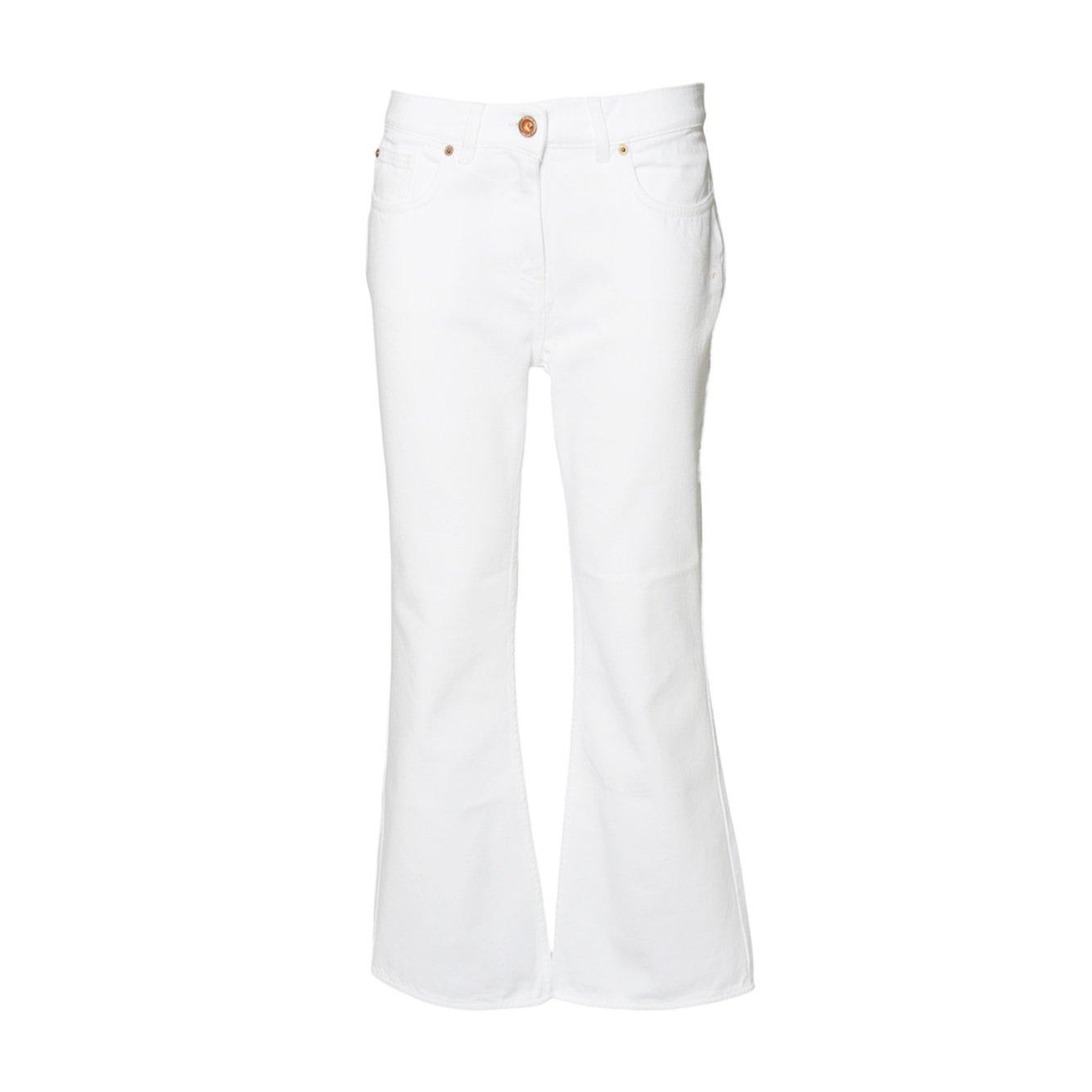 Aspesi White Cotton Denim Straight Trousers