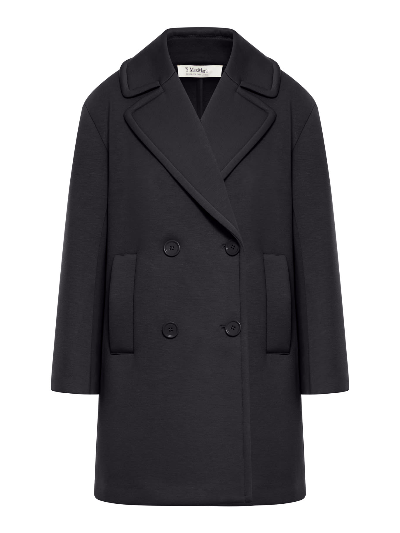 Shop 's Max Mara Scuba Jersey Pea Coat In Black