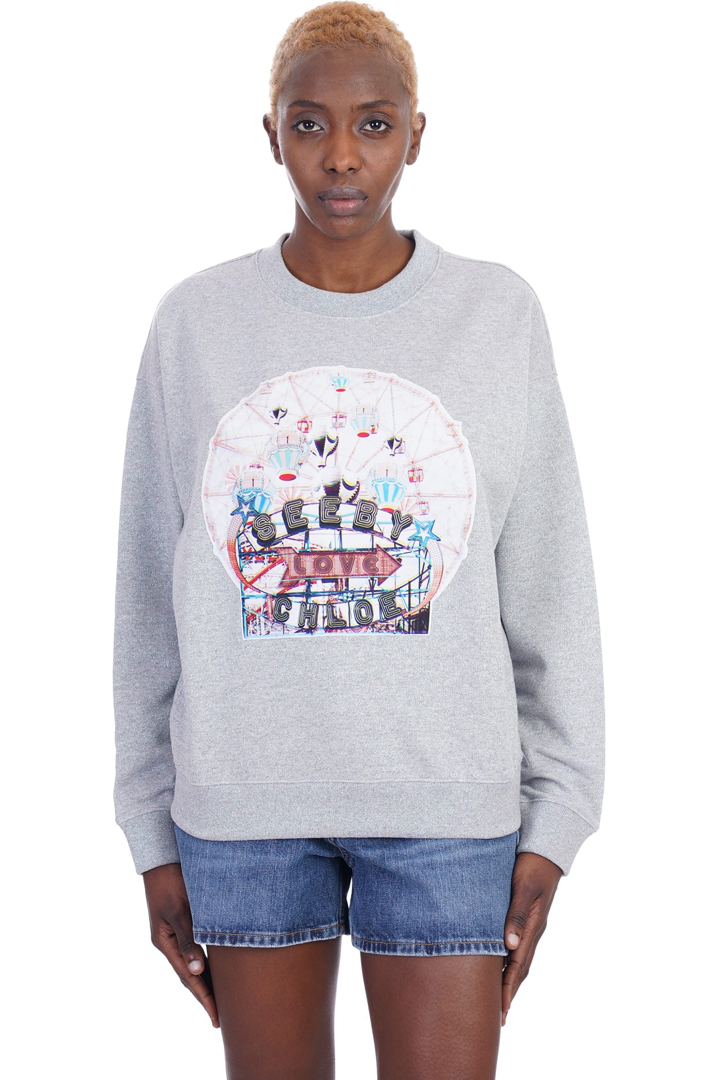 SEE BY CHLOÉ SWEATSHIRT IN GREY COTTON