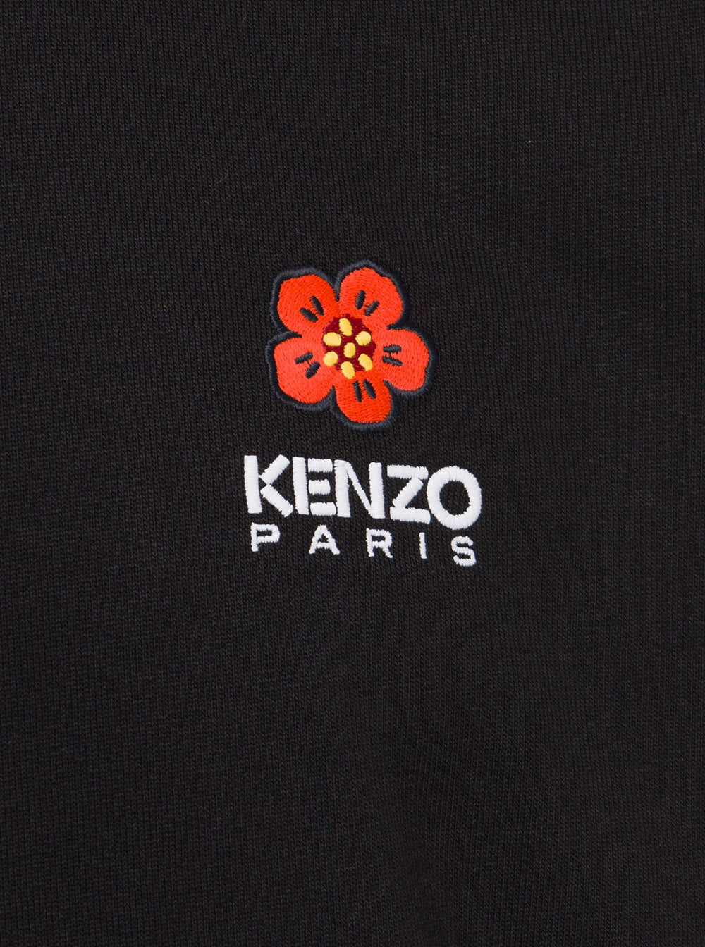 Shop Kenzo Black Hoodie With Broke Flower Crest Embroidey In Cotton Man