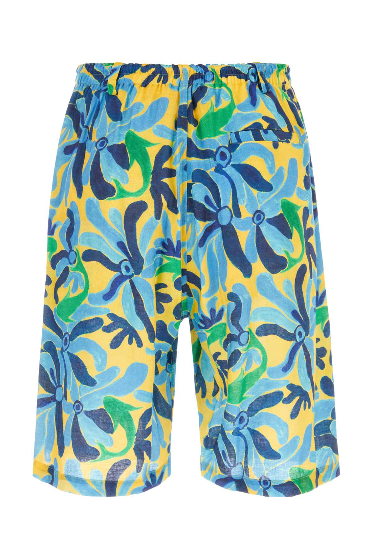 Marni Printed Linen Blend Bermuda Shorts In Cfb39