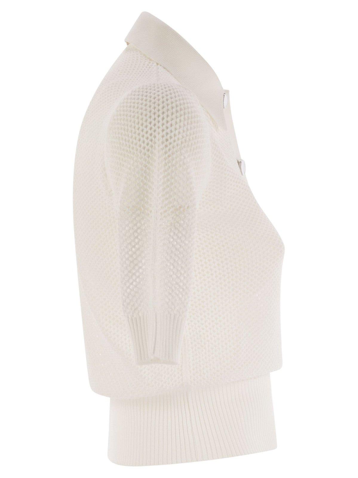 Sportmax Casta Button Detailed Short-sleeved Polo Top In White