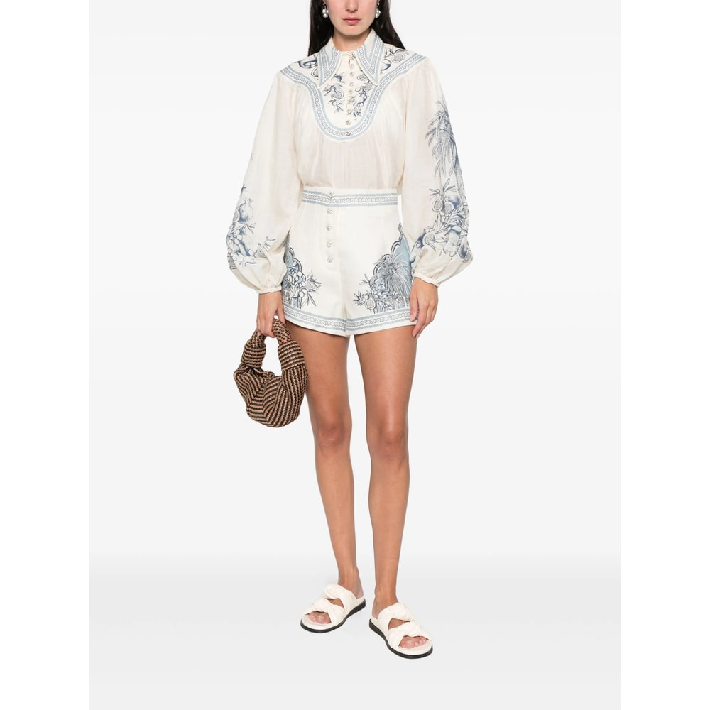 Alemais Villa Romantica Printed Shorts In White