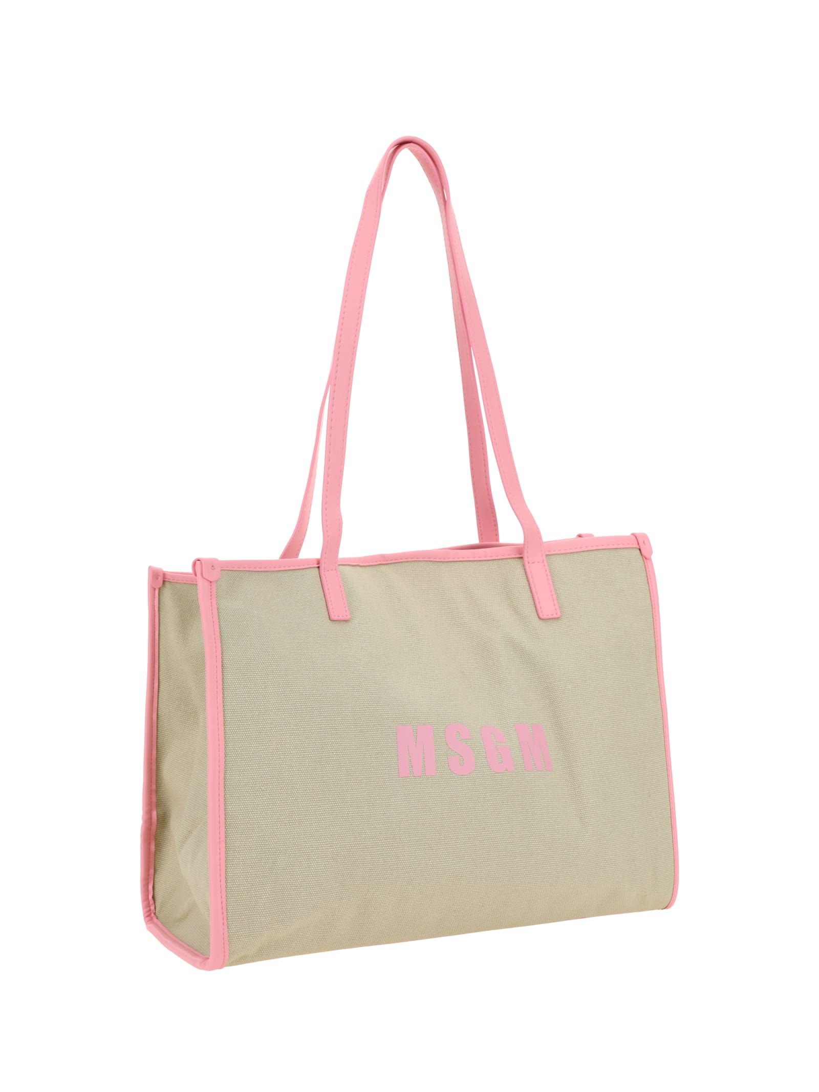 Shop Msgm Logo Medium Shopping Tote In Pink