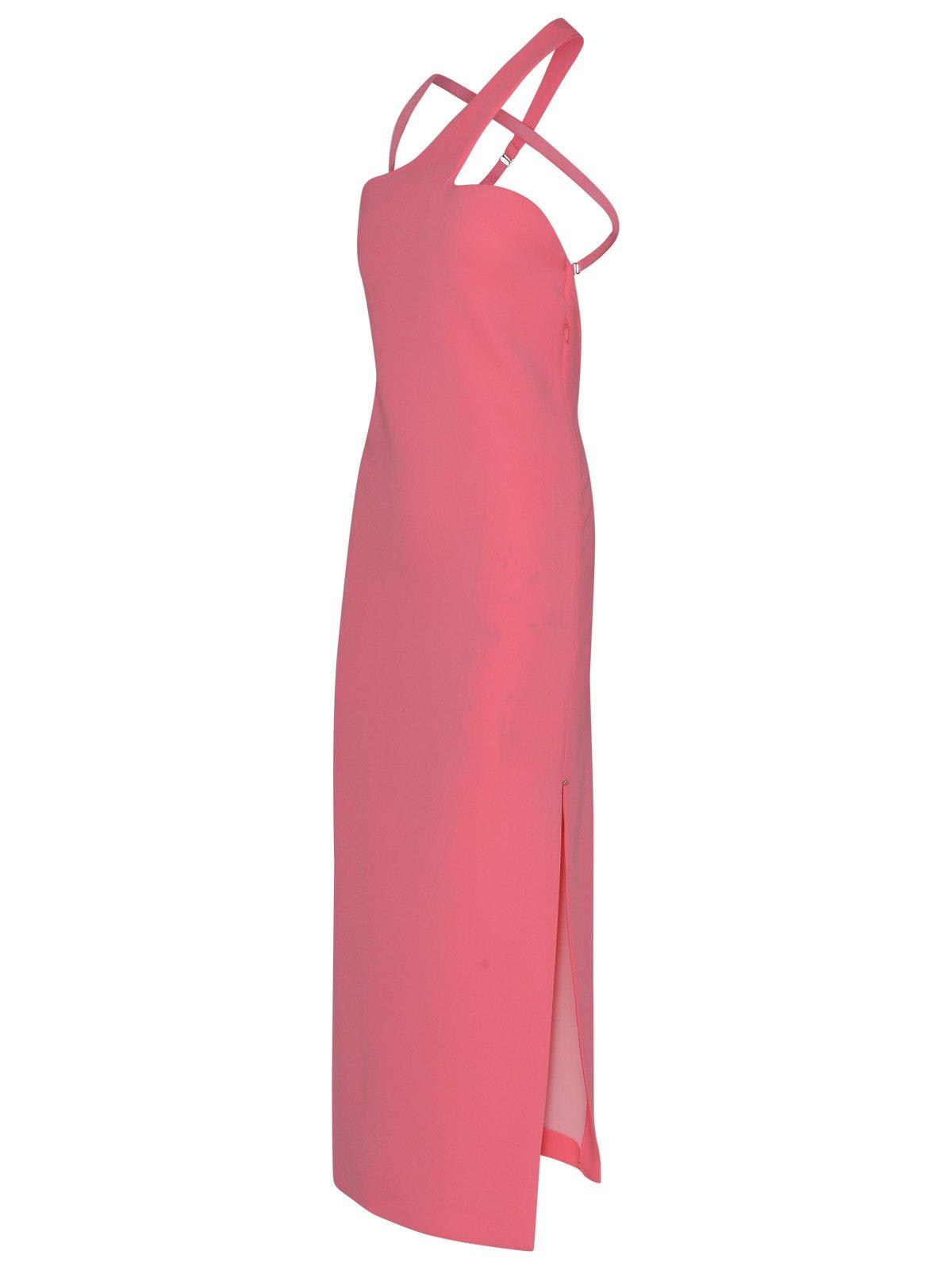Shop Sportmax One-shoulder Pleat Detailed Dress In Bubble Gum