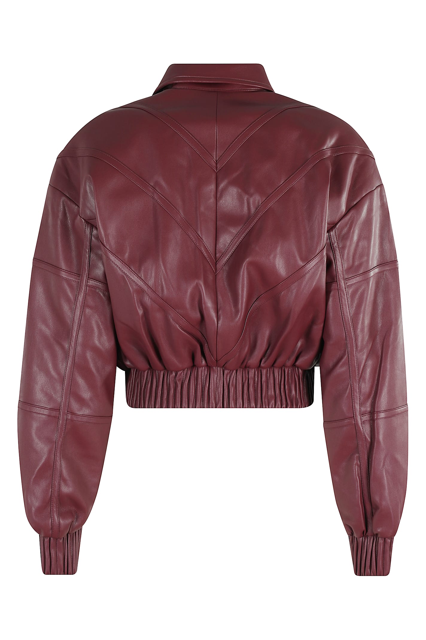 Rotate Birger Christensen Rotate Silk-finish Bomber Jacket With Ribbed Cuffs In Burgundy