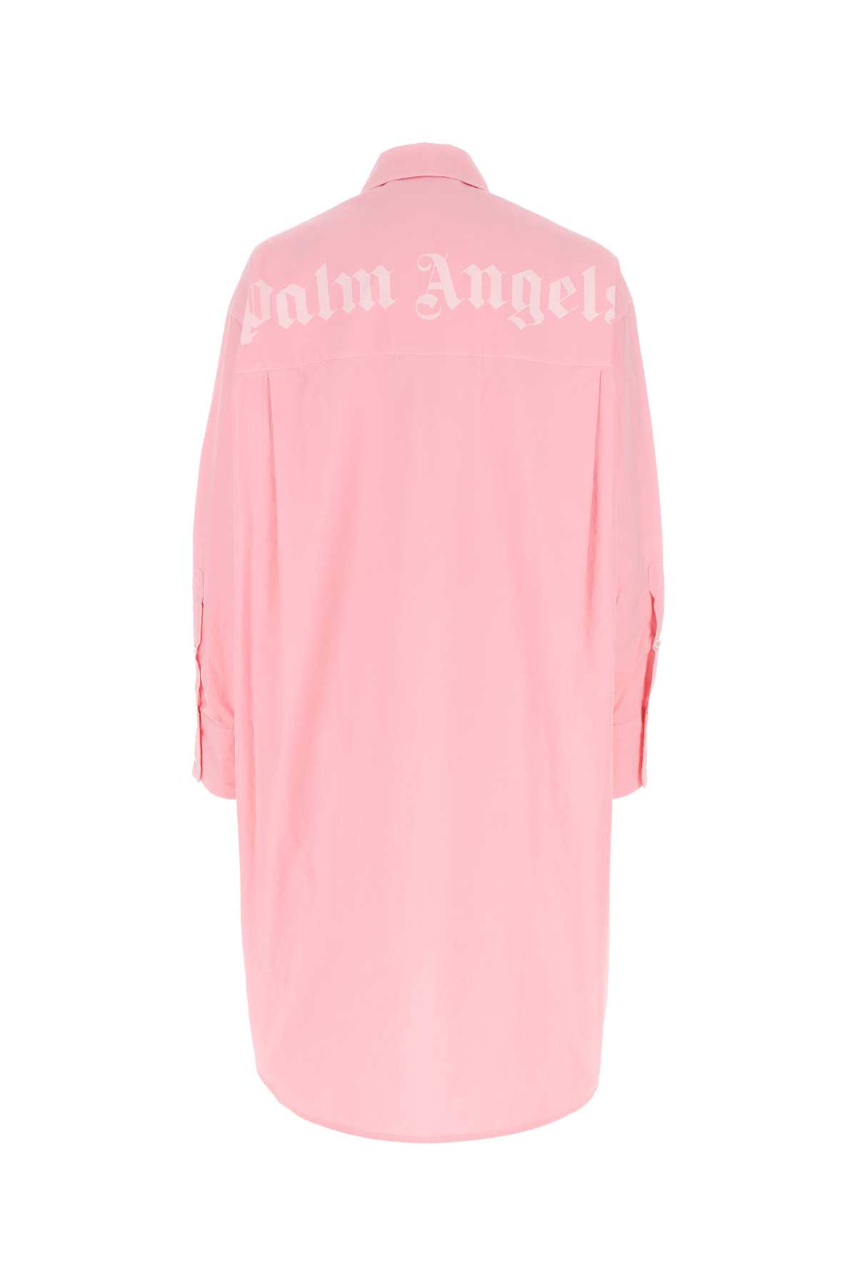 Shop Palm Angels Light Pink Poplin Shirt Dress In Pinkblack