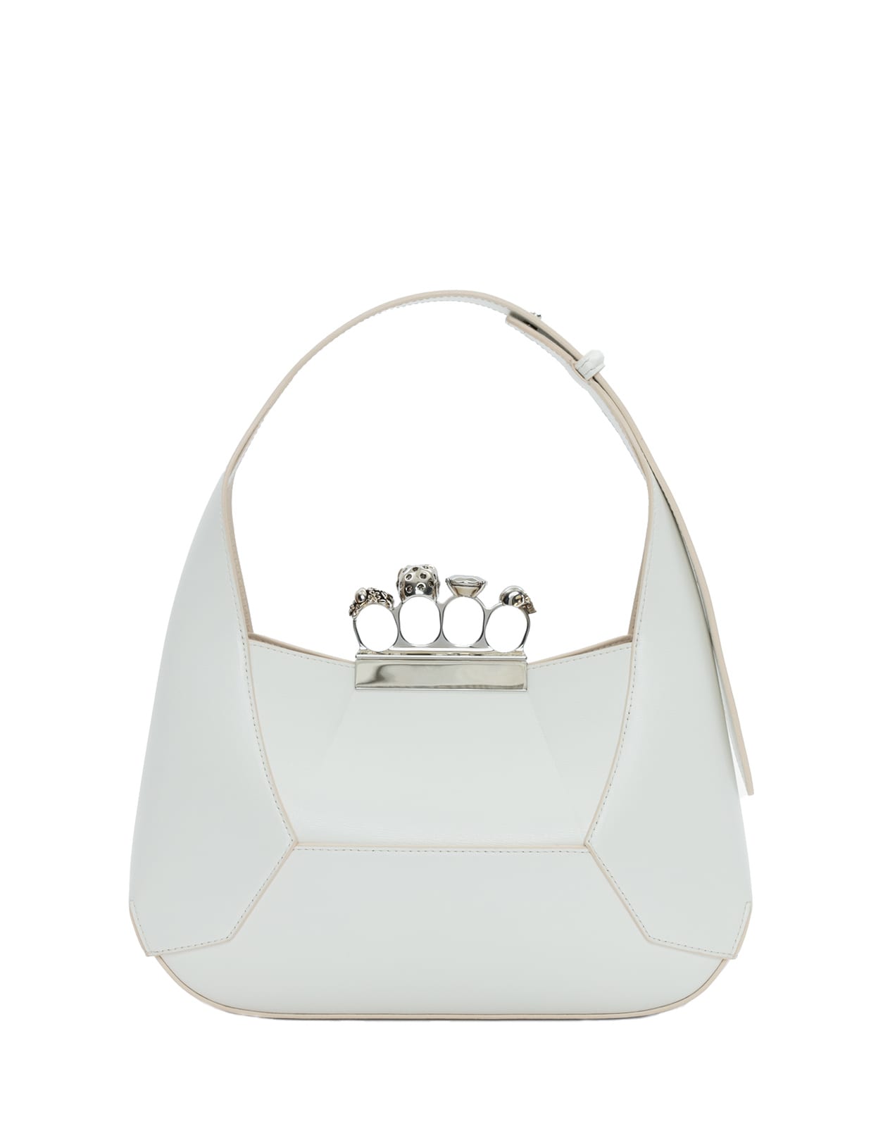 Shop Alexander Mcqueen Ivory The Jewelled Hobo Bag In White