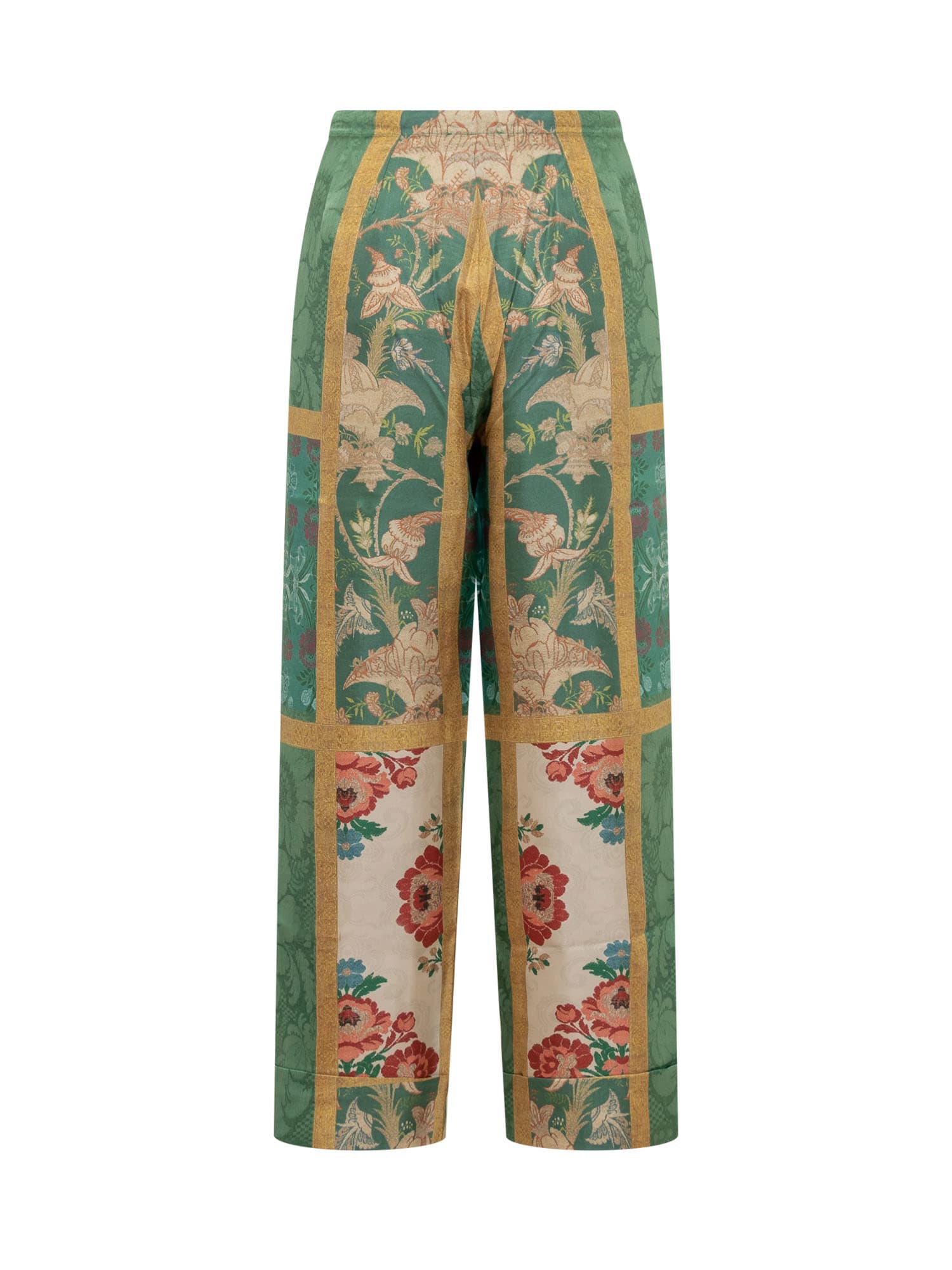 Shop Pierre-louis Mascia Silk Pants With Floral Print In Bordeaux Multi