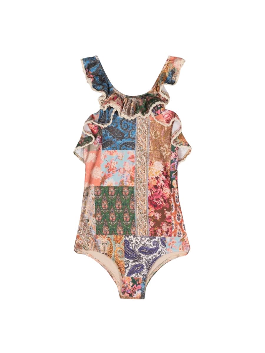 Zimmermann Kids' You Have To Trim Frill Onepiece In Multi