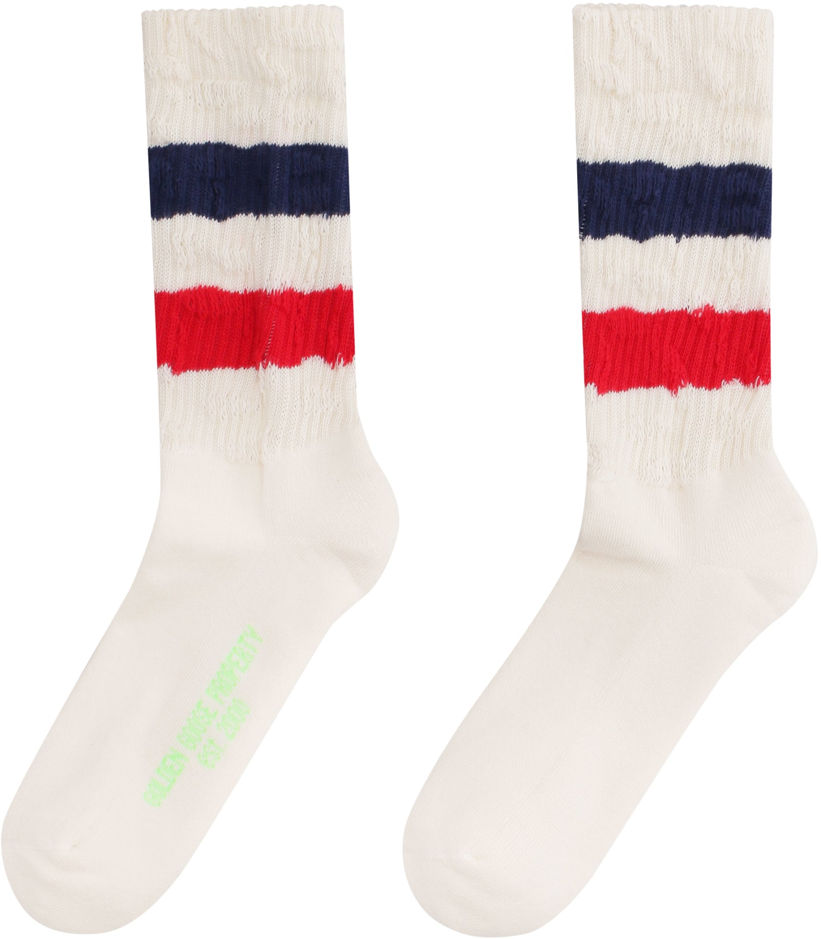 Shop Golden Goose Striped Detail Cotton Blend Socks In Bianco
