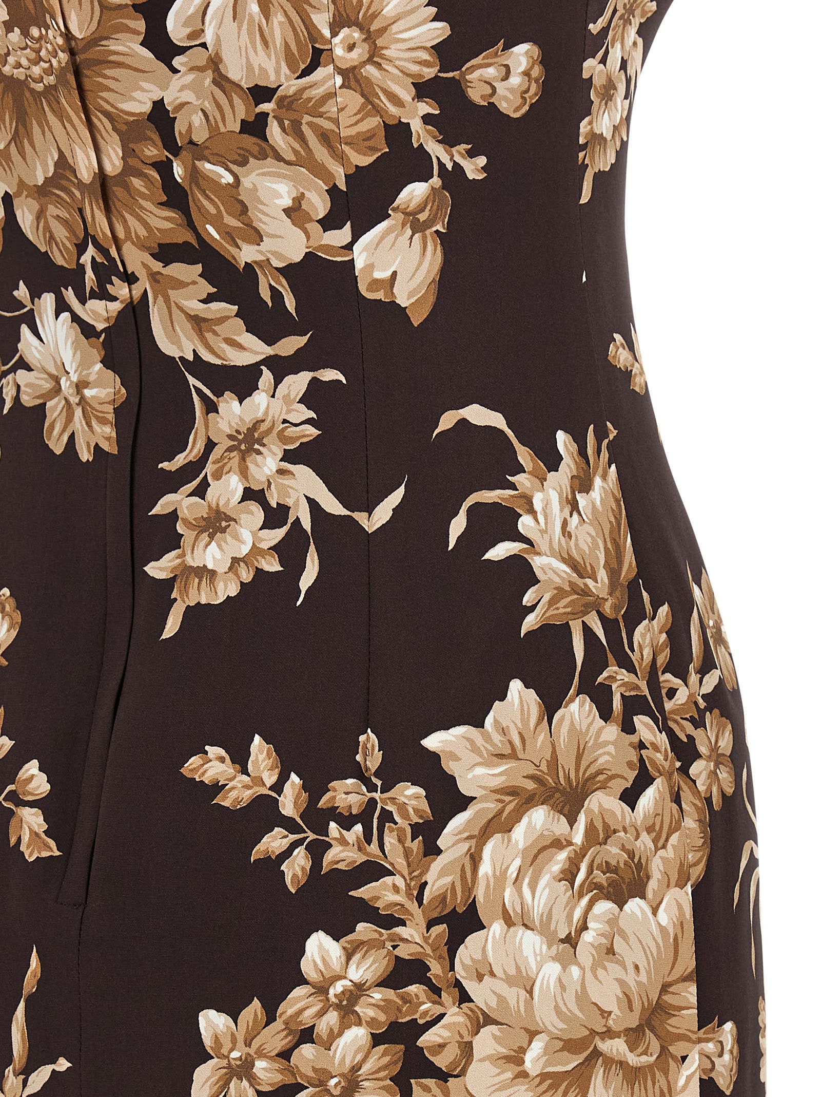 Dolce & Gabbana Rose Cretonne Charmeuse Sleeveless Midi Dress In Black