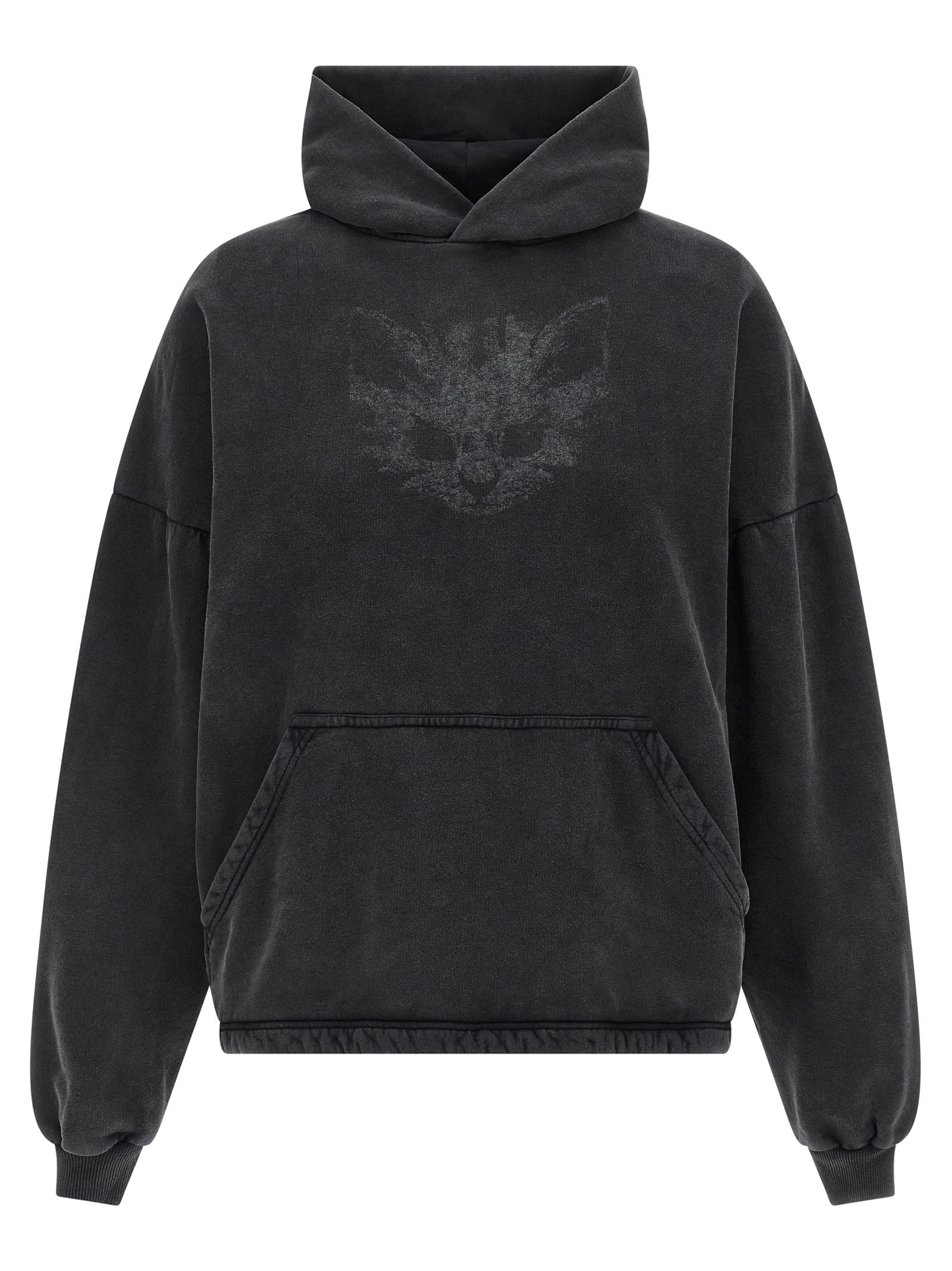 Balenciaga Hooded Cropped Sweatshirt Long Sleeves In Black