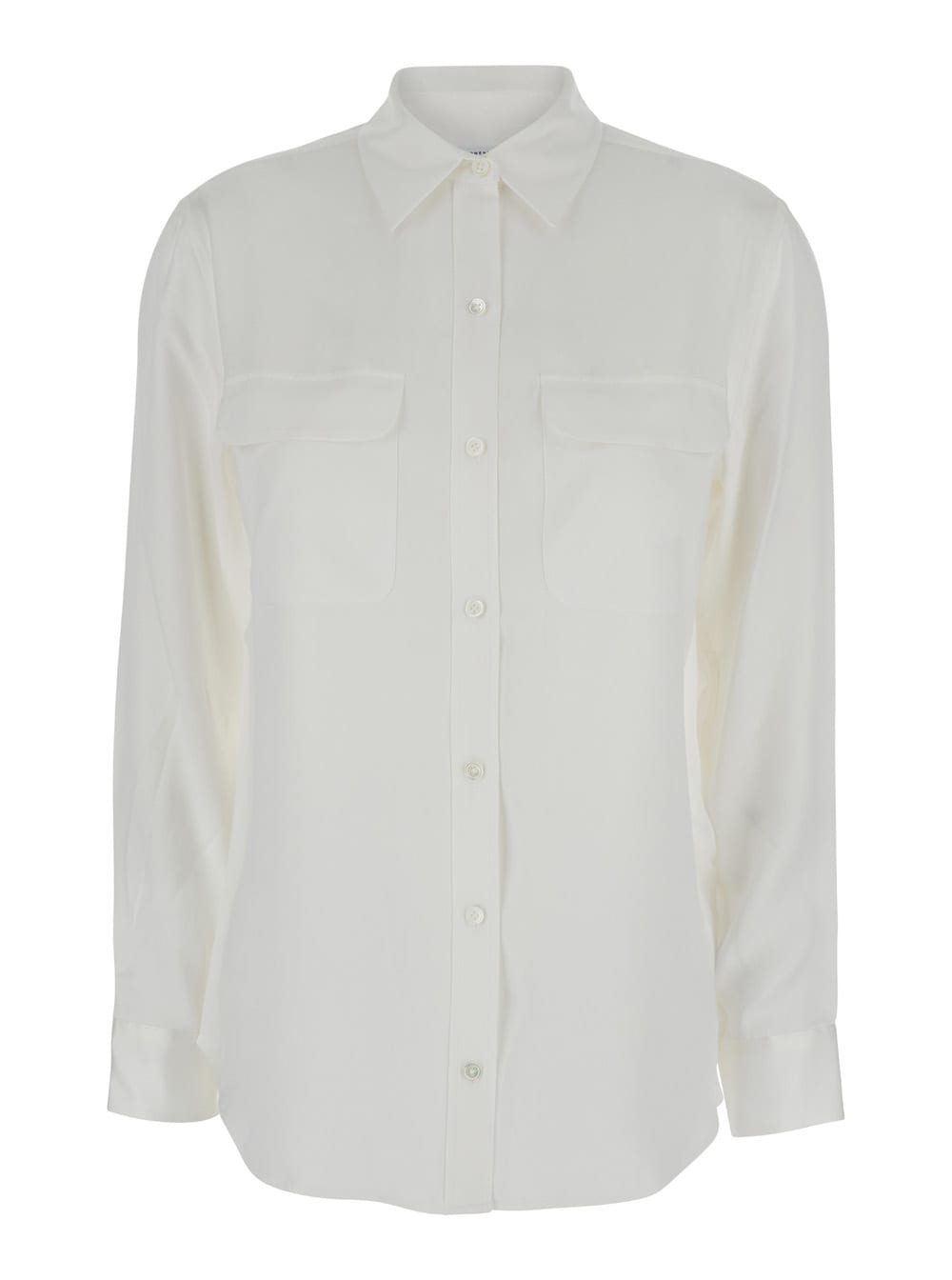 Shop Equipment Signature White Shirt With Patch Pockets In Satin Woman